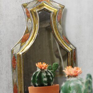 Vintage Wall Mirror Moroccan Boho Style - Metal Copper Brass Nickel